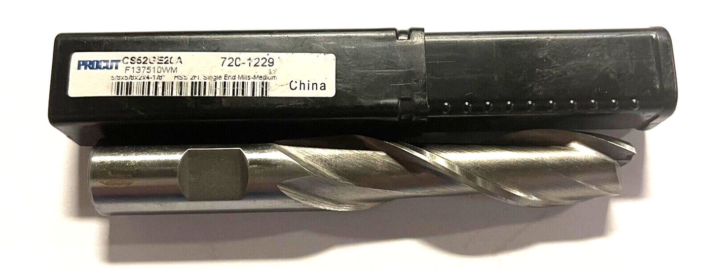 ProCut HSS End mill 5/8" x 5/8" x 2" x 4-1/8" Single End 2 Flute