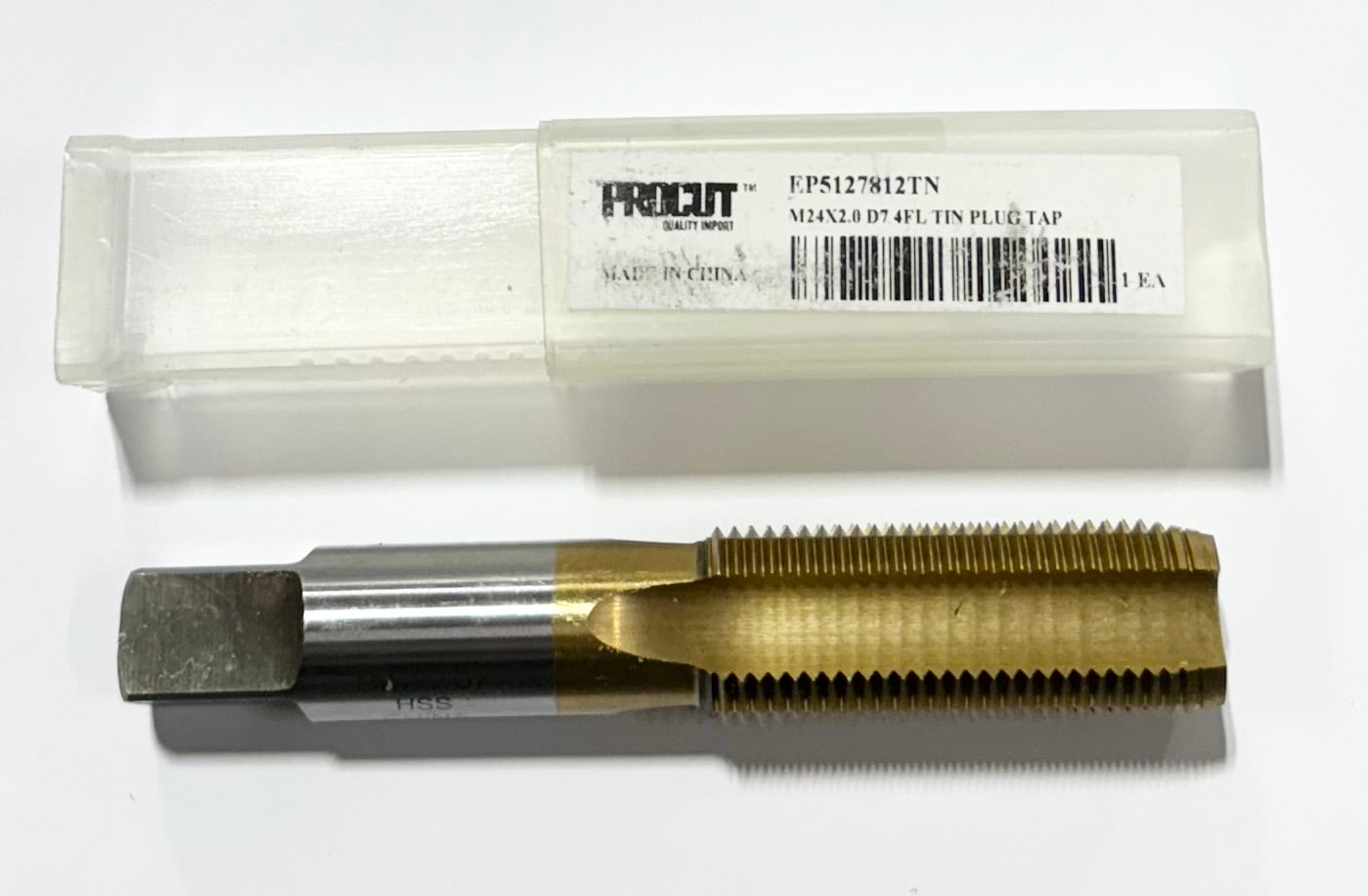 ProCut M24 x 2mm HSS Hand Tap 4 Flute D7 Tin Coated Plug Tap