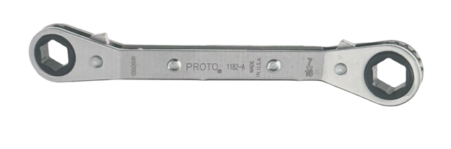 Proto 3/8" x 7/16" Offset Double Box Reversible Ratcheting Wrench 6 Point USA Made