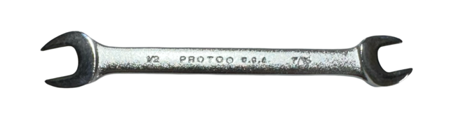 Proto 7/16" x 1/2" Open End Wrench Satin Chrome USA Made J3025