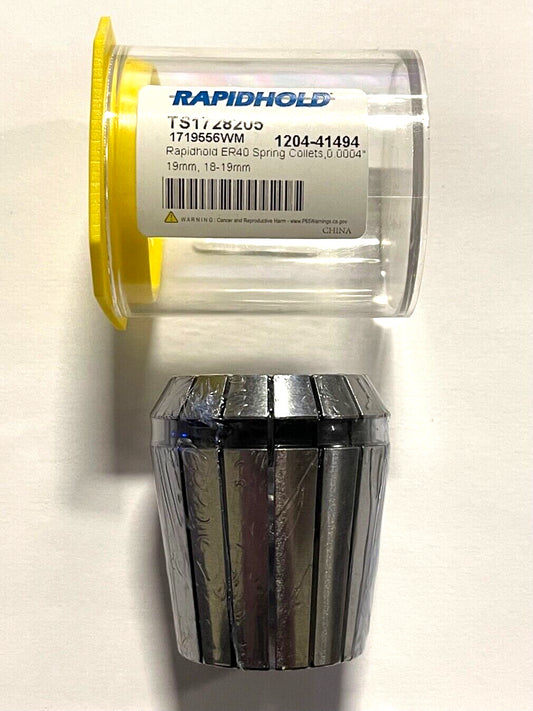 RapidHold ER40 Spring Collet 19mm 0.0004" ER Steel Sealed Collet