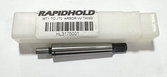 RapidHold MT1 to JT0 Drill Chuck Arbor with Tang