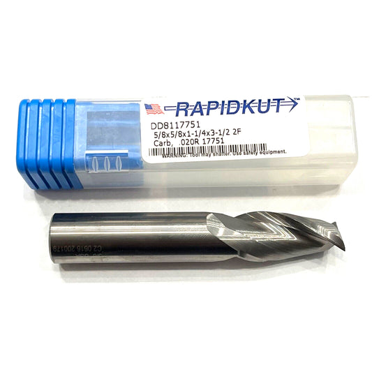 RapidKut 5/8" Carbide End Mill 2 Flute .020 Radius High Performance