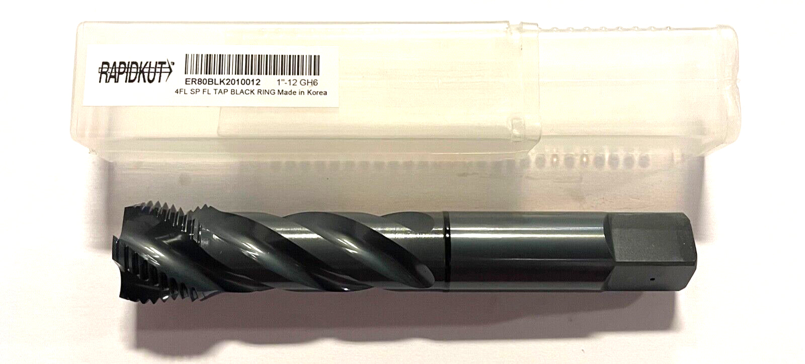 RapidKut 1"-12 HSSE-V3 Semi-Bottoming Tap Spiral Flute Black Ring 4FL GH6