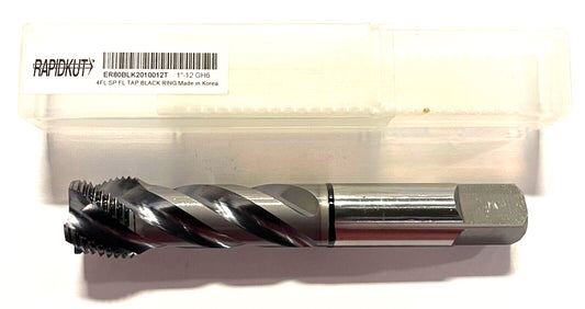 RapidKut 1"-12 HSSE-V3 Semi-Bottoming Tap Spiral Flute TiCN Black Ring 4FL GH6