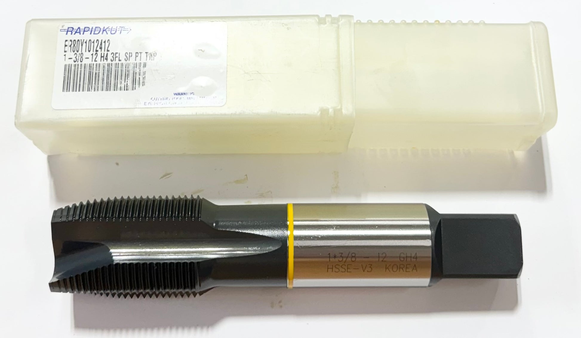 RapidKut 1-3/8"-12 HSS-V Spiral Point Tap 3 Flute H4 Yellow Ring