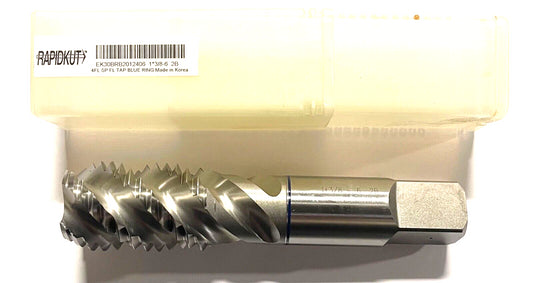 RapidKut 1-3/8"-6 Tap High Performance Semi-Bottoming Spiral Flute Blue Ring 4FL