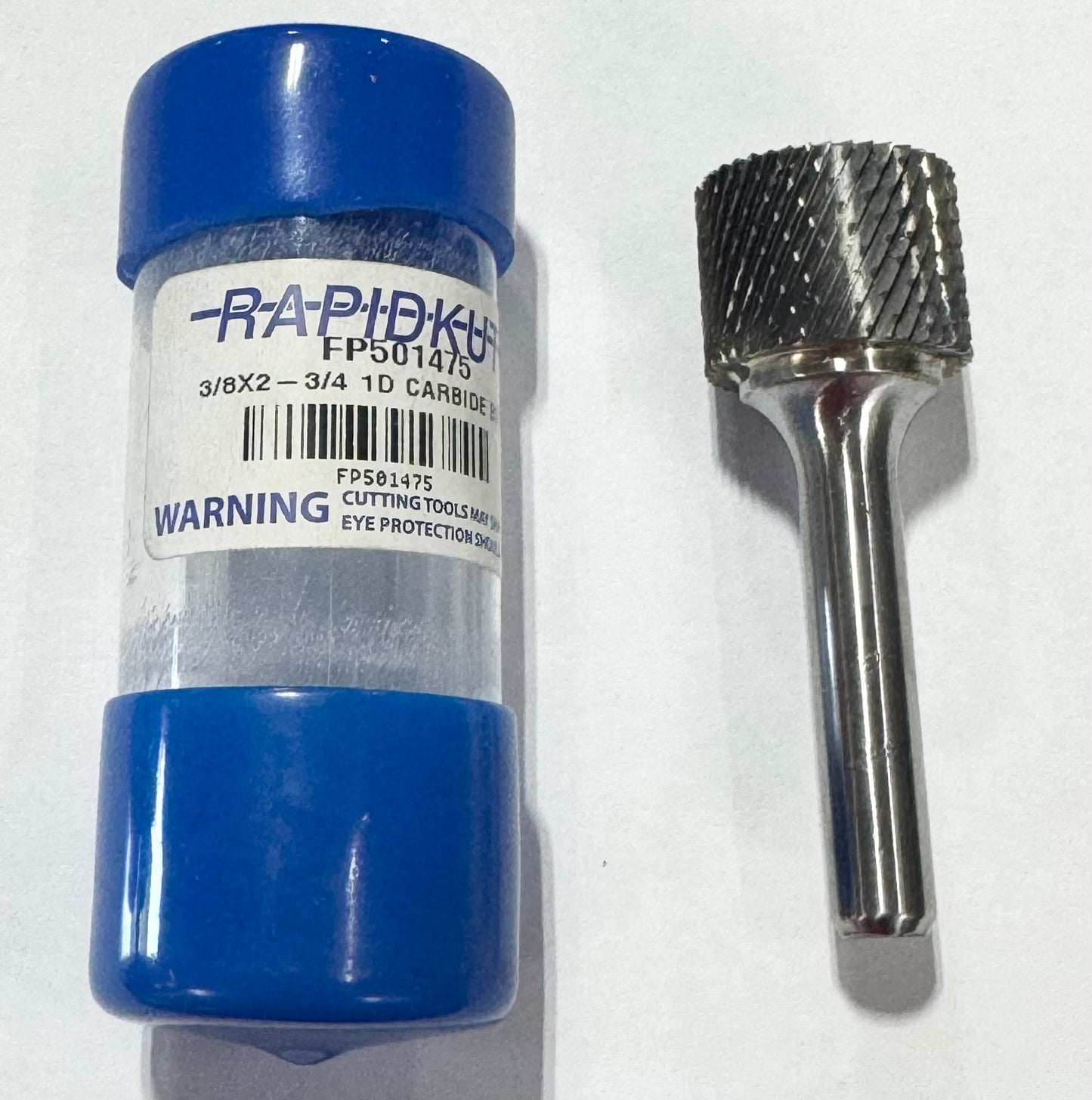 RapidKut 1" Carbide Burr Cylindrical Radius End 3/8" Shank Double Cut