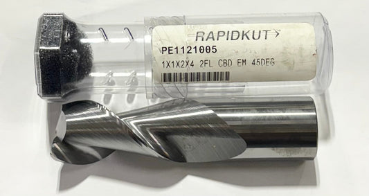 RapidKut 1" Carbide End Mill 2 Flute High Performance 45 Deg Helix