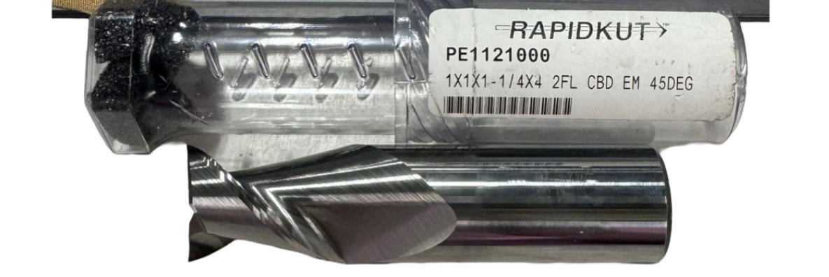 RapidKut 1" Carbide End Mill 45 Deg Helix 2 Flute USA Made