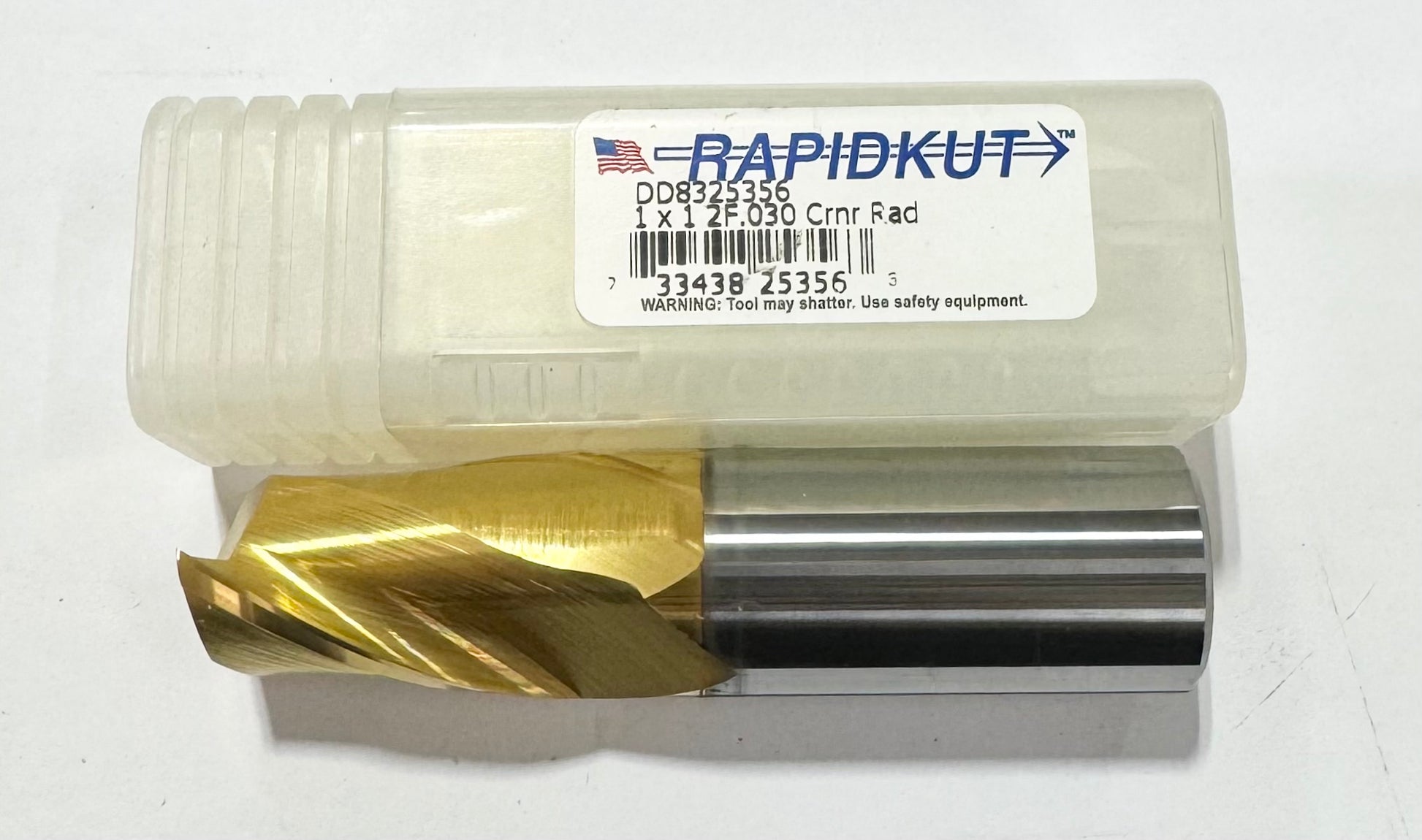 RapidKut 1" Carbide End Mill .030" Radius 2 Flute Tin Coated USA Made