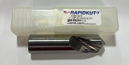 RapidKut 1" Solid Carbide 118 Degree NC Spotting Drill USA Made