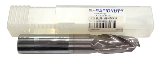 RapidKut 1" x 1" x 2" x 6" Carbide End Mill Long Reach 2 Flute TiCN Coated USA