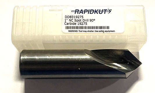 RapidKut 1" x 3-1/2" Solid Carbide Spotting Drill 90° USA Made
