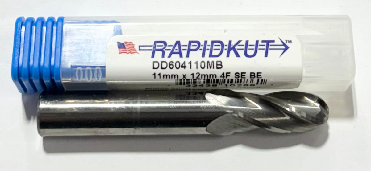 RapidKut 11mm Carbide Ball Nose End Mill 4 Flute USA Made