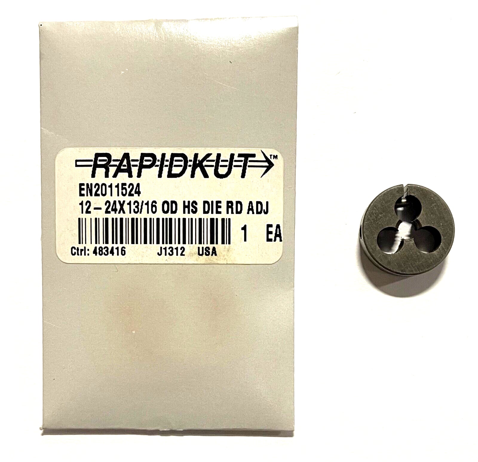 RapidKut 12-24 x 13/16" HSS Round Adjustable Die USA Made