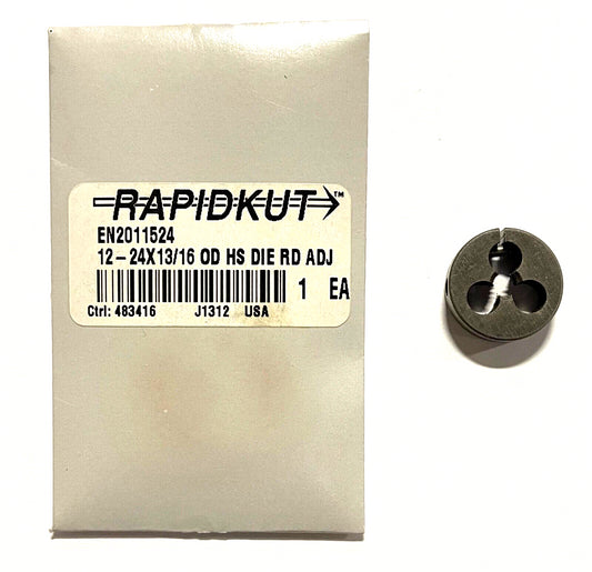 RapidKut 12-24 x 13/16" HSS Round Adjustable Die USA Made