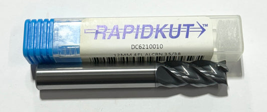 RapidKut 12mm Carbide End Mill AlCrN Coated 4 Flute High Performance