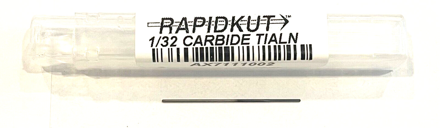 RapidKut 1/32" Solid Carbide Drill TiAlN Coated Screw Machine Length Notched