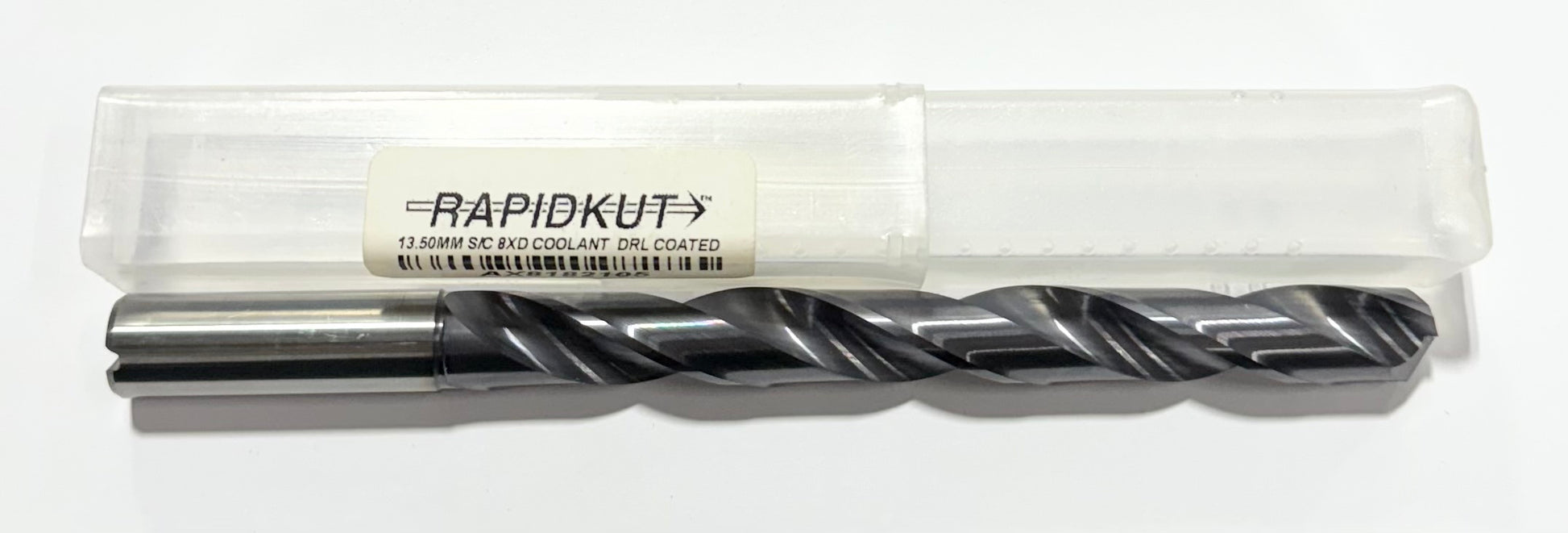 RapidKut 13.5mm Solid Carbide Drill 8xD Coolant Fed TiAlN 140 Deg
