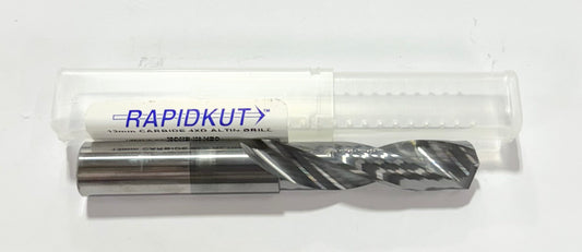 RapidKut 13mm Solid Carbide Drill 4xD AlTiN Coated 2 Flute USA Made