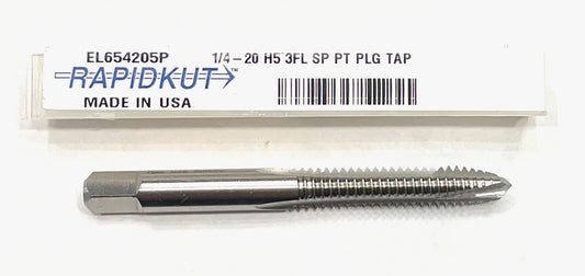 RapidKut 1/4-20 Tap HSS Spiral Point Plug Tap 3 Flute H5 USA Made