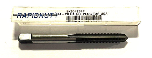 RapidKut 1/4-28 Tap HSS Hand Tap 4 Flute Plug USA Made