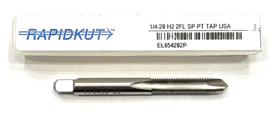 RapidKut 1/4-28 Tap HSS Spiral Point Plug Tap 2 Flute H2 USA Made