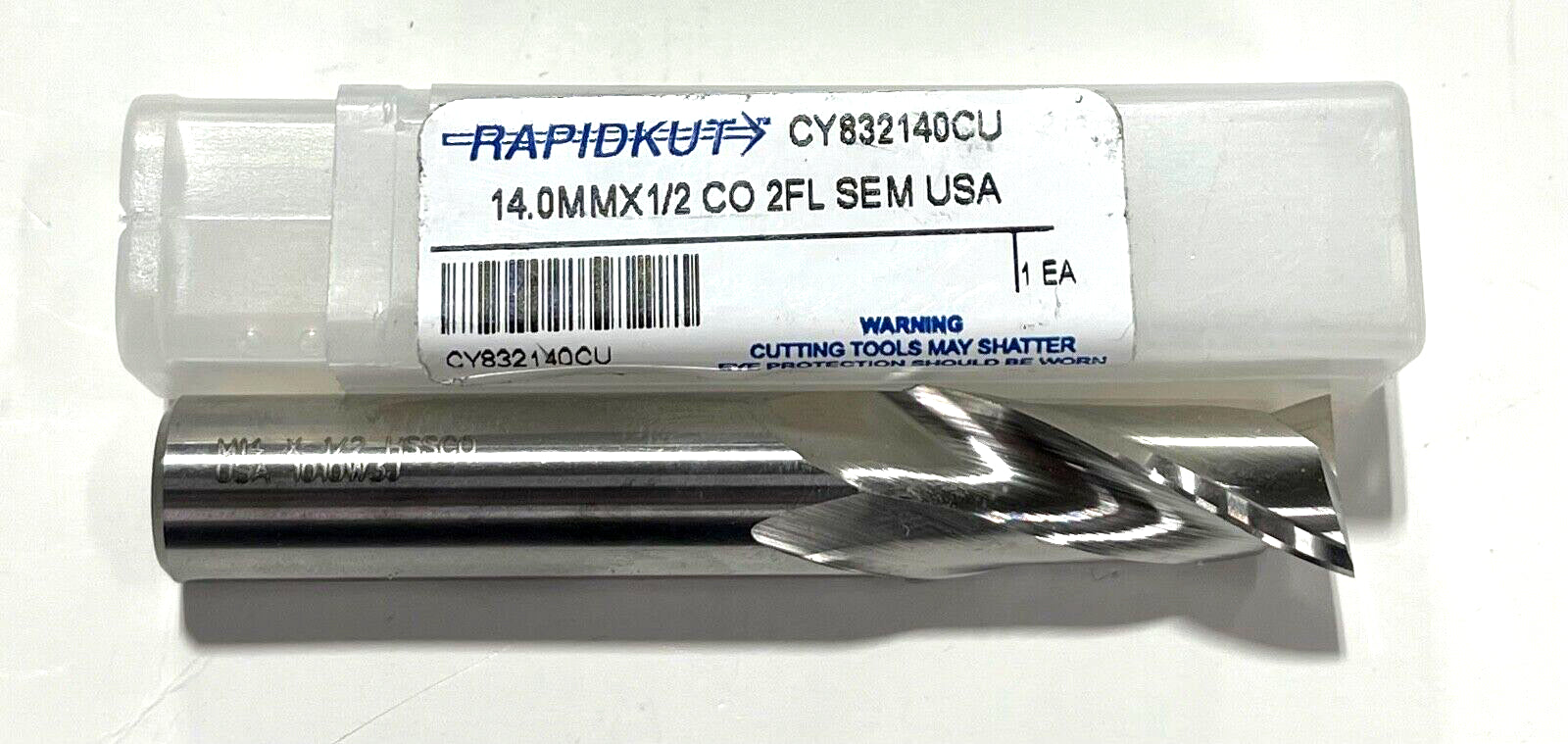 RapidKut 14mm Cobalt M42 End Mill 1/2" Shank 2 Flute USA Made