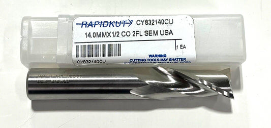 RapidKut 14mm Cobalt M42 End Mill 1/2" Shank 2 Flute USA Made