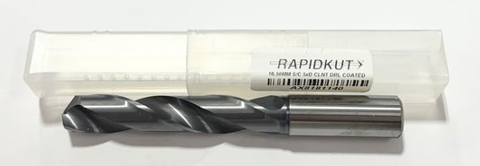RapidKut 16.5mm Solid Carbide Drill 5xD Coolant Thru TiAlN Coated 2FL