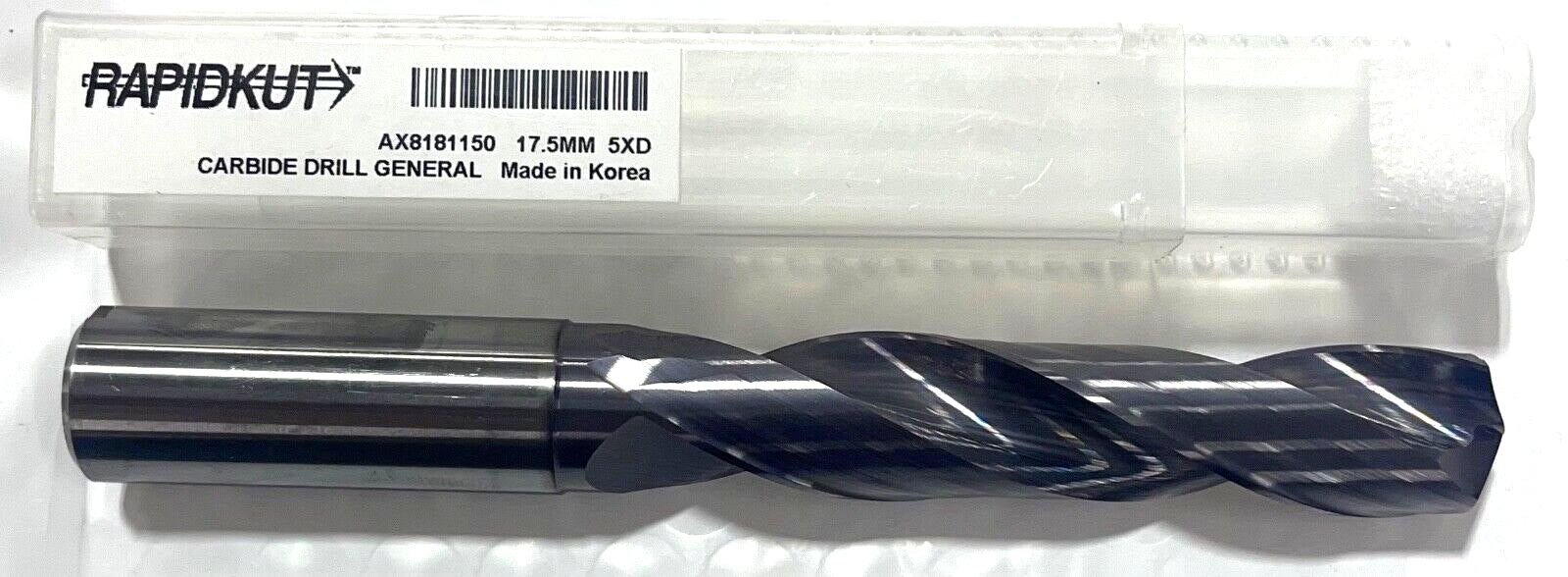 RapidKut 17.5mm Solid Carbide Drill 5xD Coolant Thru TiAlN Coating 140Â° Point
