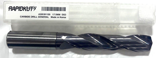 RapidKut 17.5mm Solid Carbide Drill 5xD Coolant Thru TiAlN Coating 140Â° Point