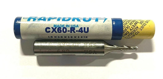 RapidKut 1/8" HSS End Mill Ball Nosed 2 Flute Single End USA Made