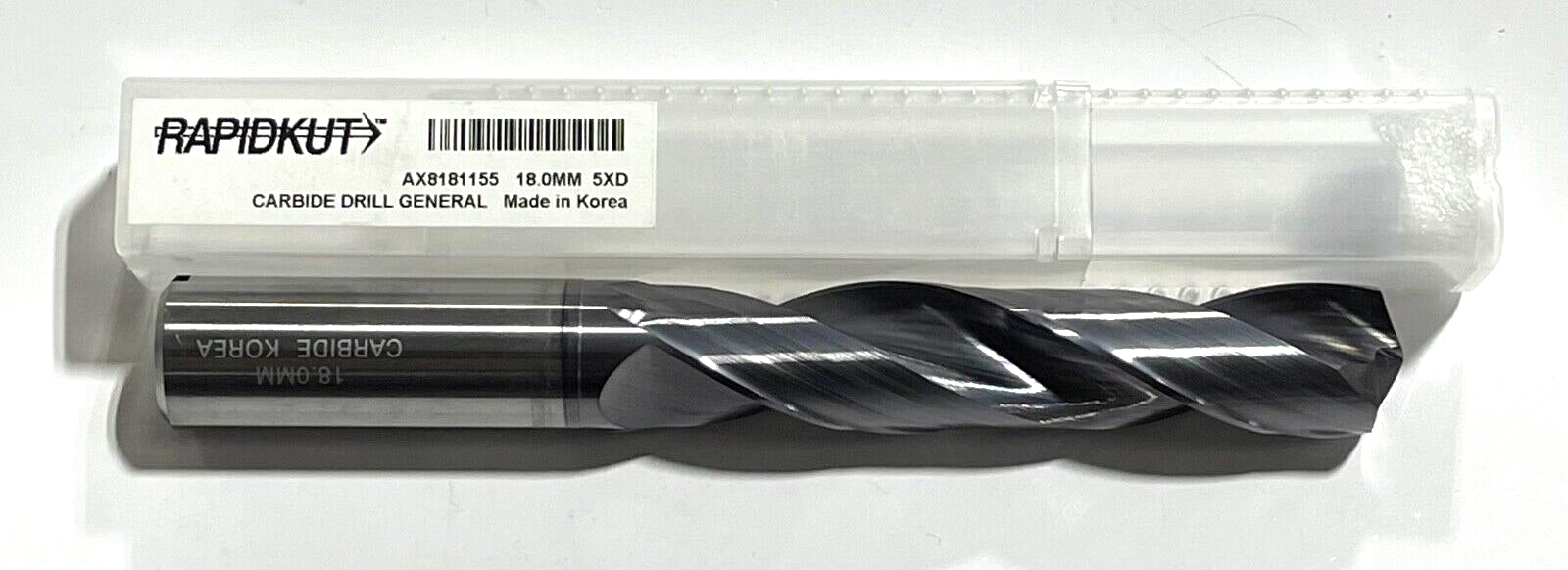 RapidKut 18mm Solid Carbide Drill 5xD TiAlN Coolant Thru High Performance 140Â°