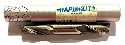 RapidKut 19/32" HSS Double End Mill 2 Flute 5/8" Shank USA Made