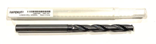 RapidKut 19/64" Solid Carbide Drill 5xD TiAlN Coating 140° Point 2 Flute
