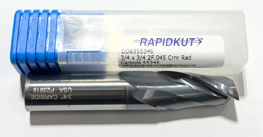 RapidKut 3/4" Carbide End Mill 2 Flute AlTiN Coated .045" Radius