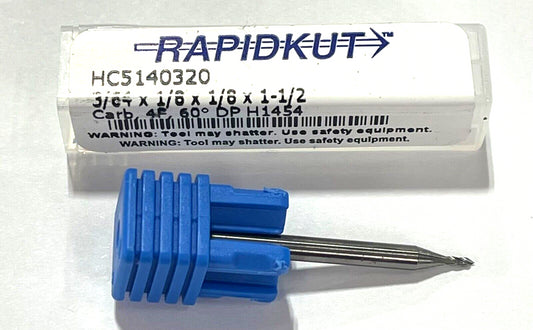 RapidKut 3/64" Solid Carbide Drill Mill 60° 4 Flute USA Made