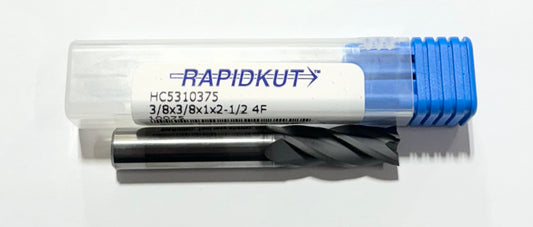 RapidKut 3/8" Carbide End Mill 4 Flute CVD Coated USA Made