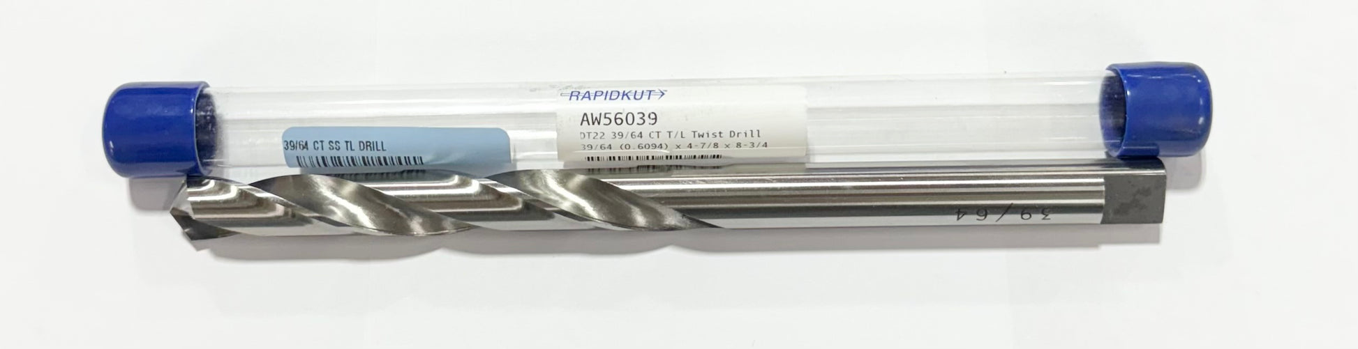 RapidKut 39/64" Carbide Tipped Drill Bit Taper Length 2 Flute