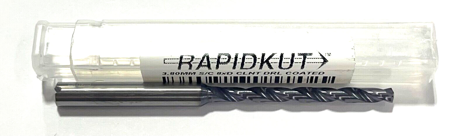 RapidKut 3.80mm Solid Carbide Drill 8xD TiAlN Coating 2 Flute USA Made
