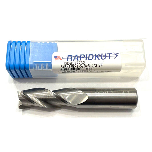 RapidKut 5/8" Carbide End Mill 3 Flute .035 Radius 35° Helix High Performance