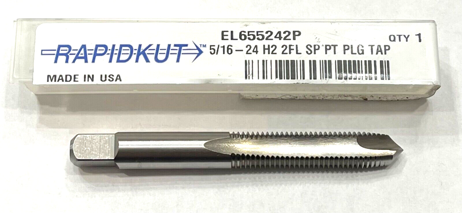 RapidKut 5/16-24 Tap HSS Spiral Point Plug Tap 2 Flute H2 USA Made