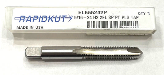 RapidKut 5/16-24 Tap HSS Spiral Point Plug Tap 2 Flute H2 USA Made