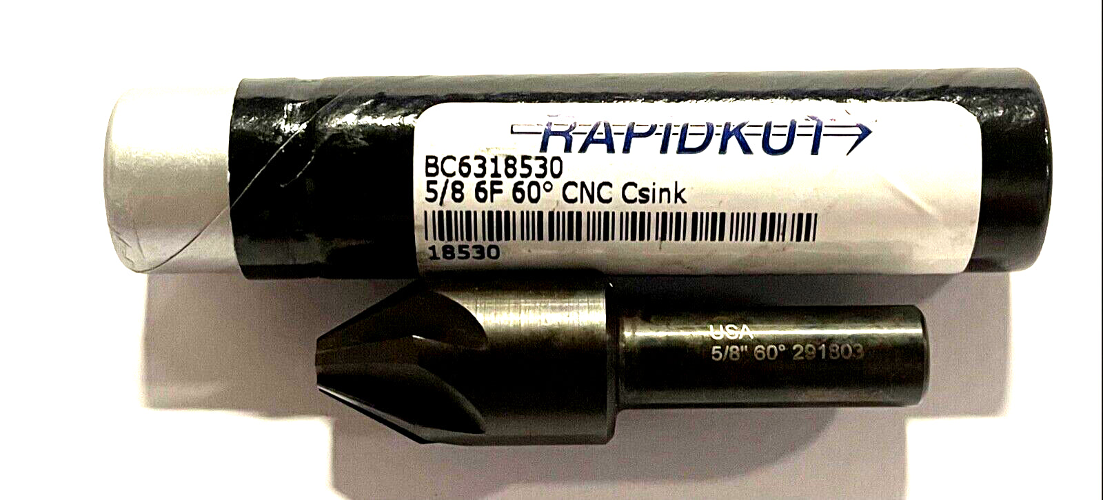 RapidKut 5/8" HSS CNC Countersink 60Â° 6 Flute 3/8" Shank USA Made