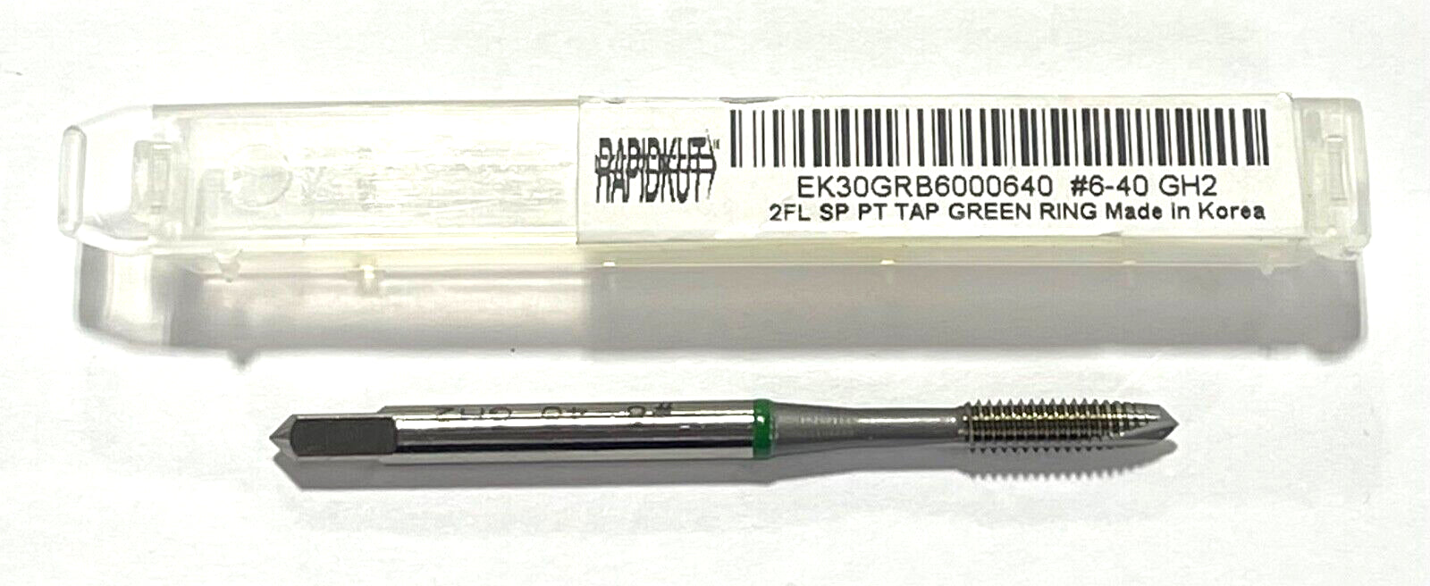 RapidKut 6-40 High Performance Spiral Point Plug Tap Green Ring 2 Flute
