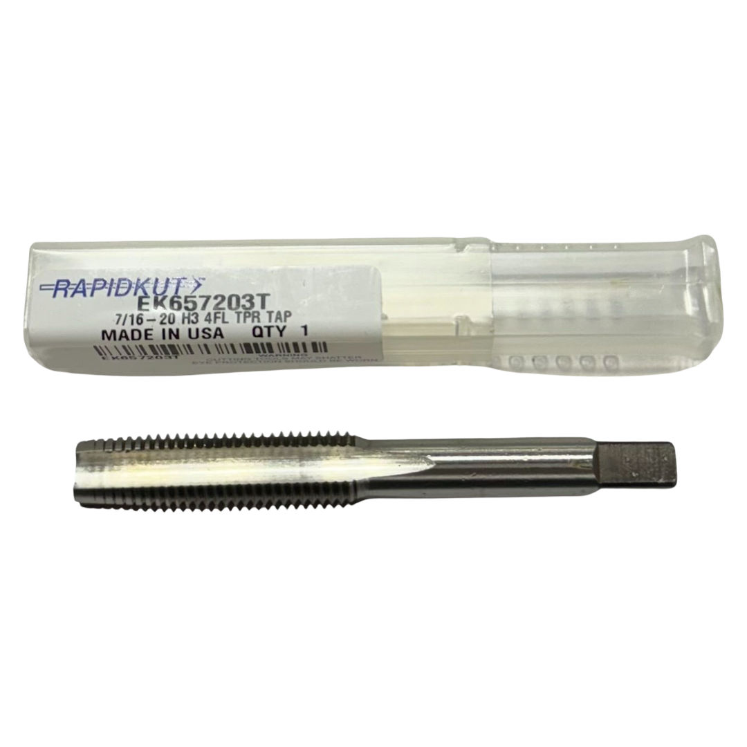 RapidKut 7/16"-20 HSS Hand Tap 4 Flute H3 Taper Tap USA Made