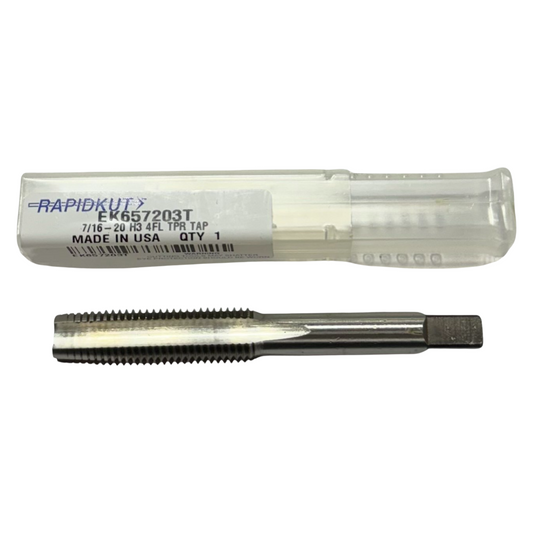 RapidKut 7/16"-20 HSS Hand Tap 4 Flute H3 Taper Tap USA Made