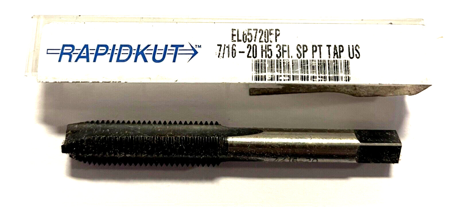 RapidKut 7/16-20 Tap HSS Spiral Point Plug Tap 3 Flute H5 USA Made